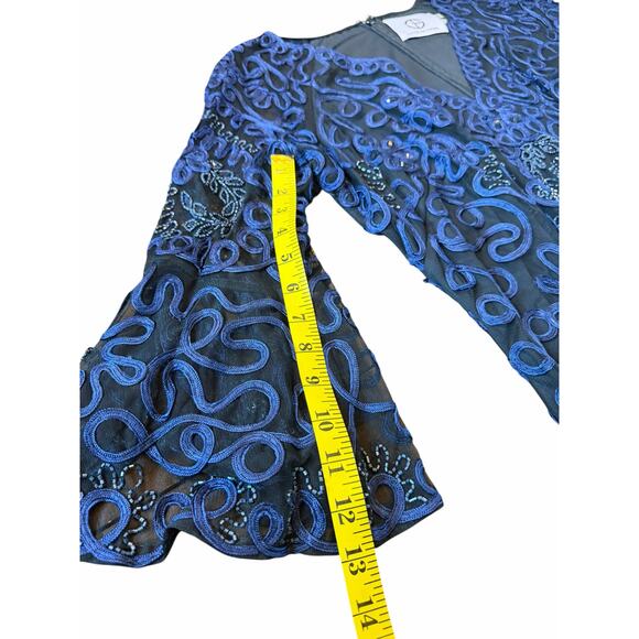 JS Collection Navy Embroidery Beaded Dress - Size 16W - Picture 16 of 16